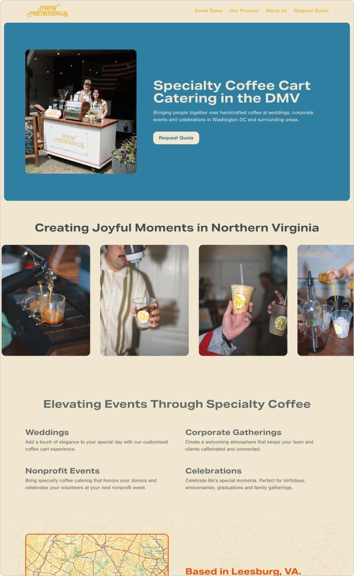 New Mornings Website Snapshot