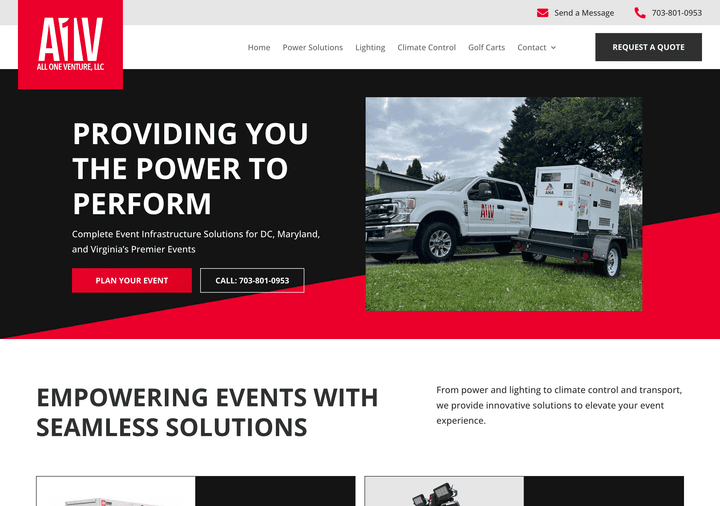 All one ventures website design