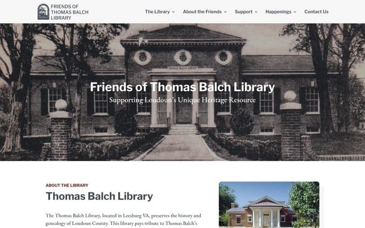Friends of Thomas Balch Library website design